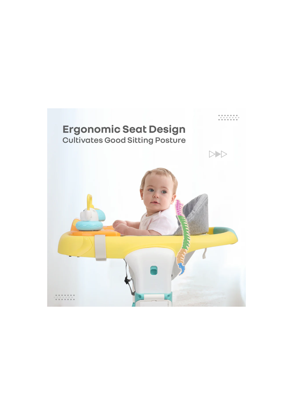 R for Rabbit Little Feet Sportz, 2-in-1 Walker Turn Push Walker Green Yellow