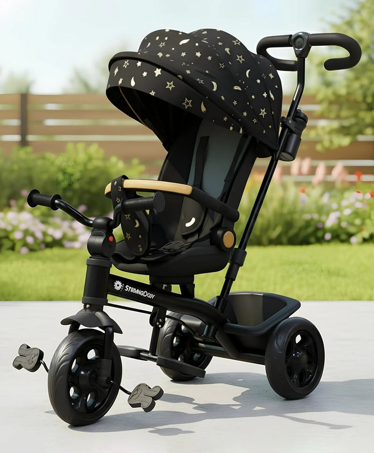 StarAndDaisy Kids Tricycle with Canopy, Basket & Bell – 18 Months–5 Years