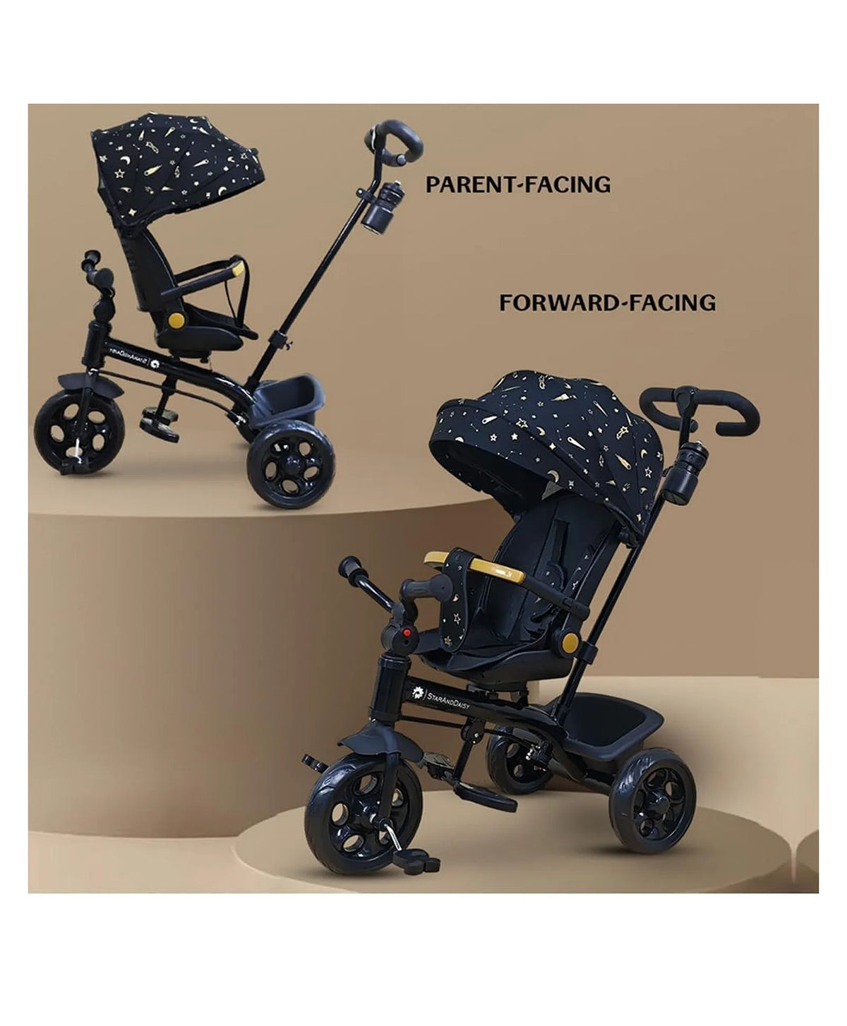StarAndDaisy Kids Tricycle with Canopy, Basket & Bell – 18 Months–5 Years