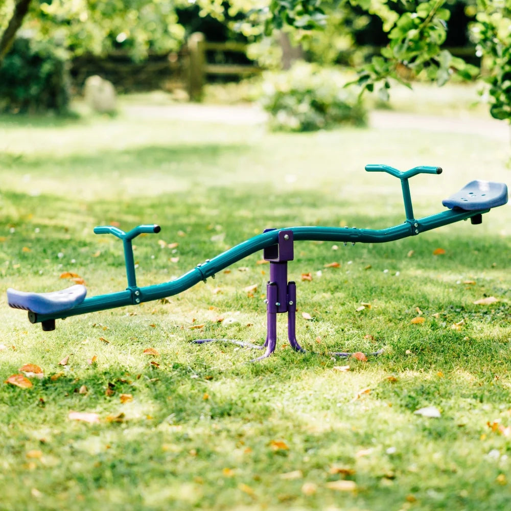 Plum Products Rotating Metal See Saw for Kids 3+ Years – 360° Spin, Blue & Purple