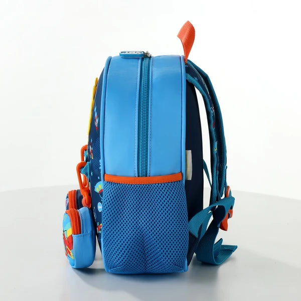 VEST Space Dinosaur Kids Backpack – Blue Rocket Theme School Bag | 26.3 cm 2–5 Years