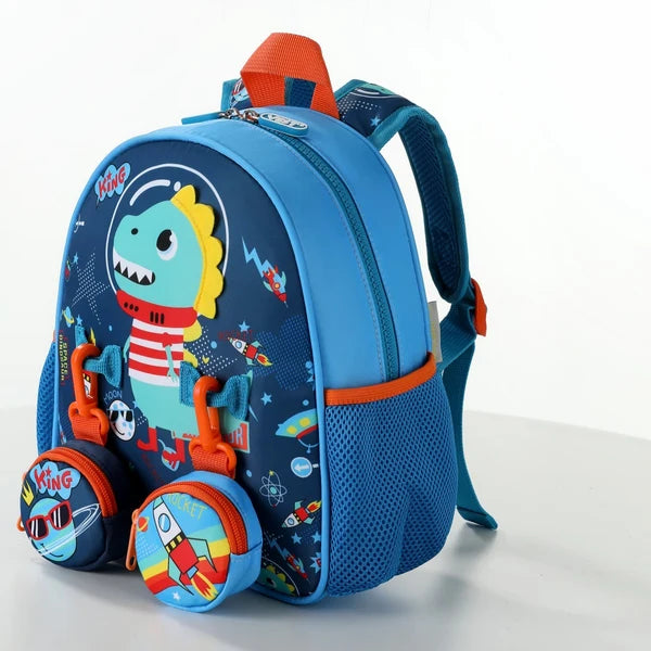 VEST Space Dinosaur Kids Backpack – Blue Rocket Theme School Bag | 26.3 cm 2–5 Years