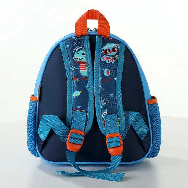 VEST Space Dinosaur Kids Backpack – Blue Rocket Theme School Bag | 26.3 cm 2–5 Years