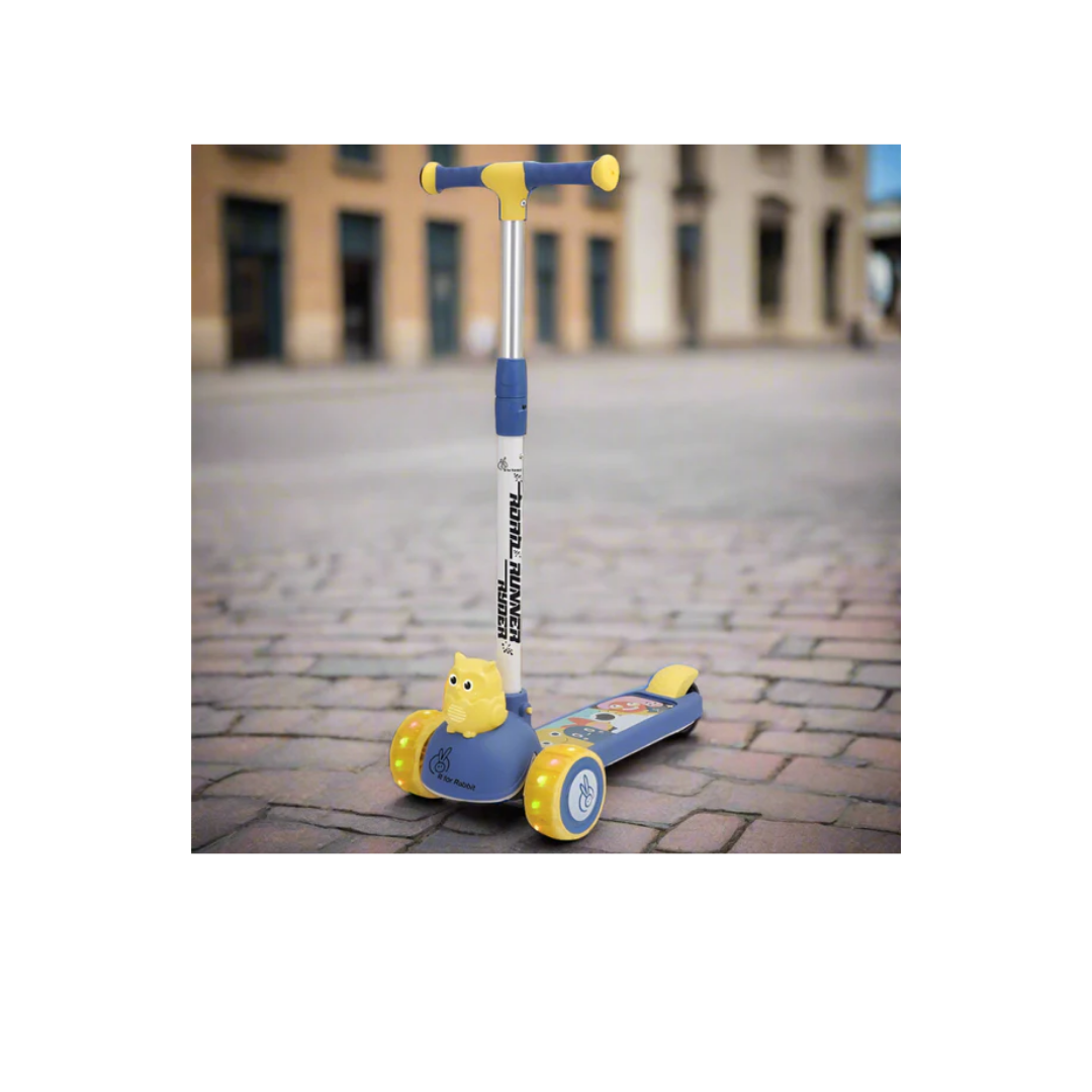 R for Rabbit Road Runner Ryder Scooter For Kids With PU LED Wheels Blue Yellow