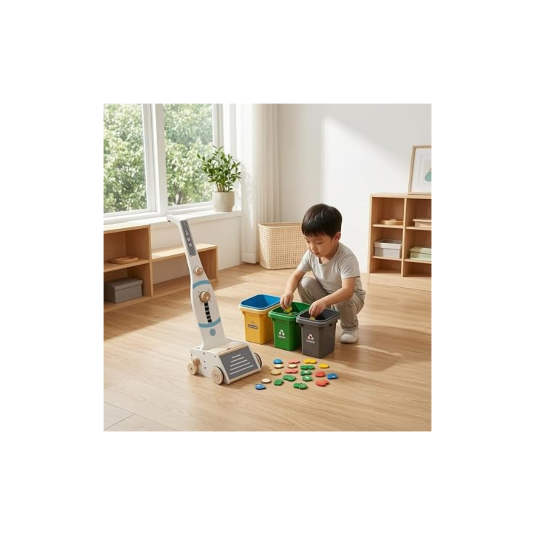 Rainbow Toys Pink Wooden Vaccum Cleaner