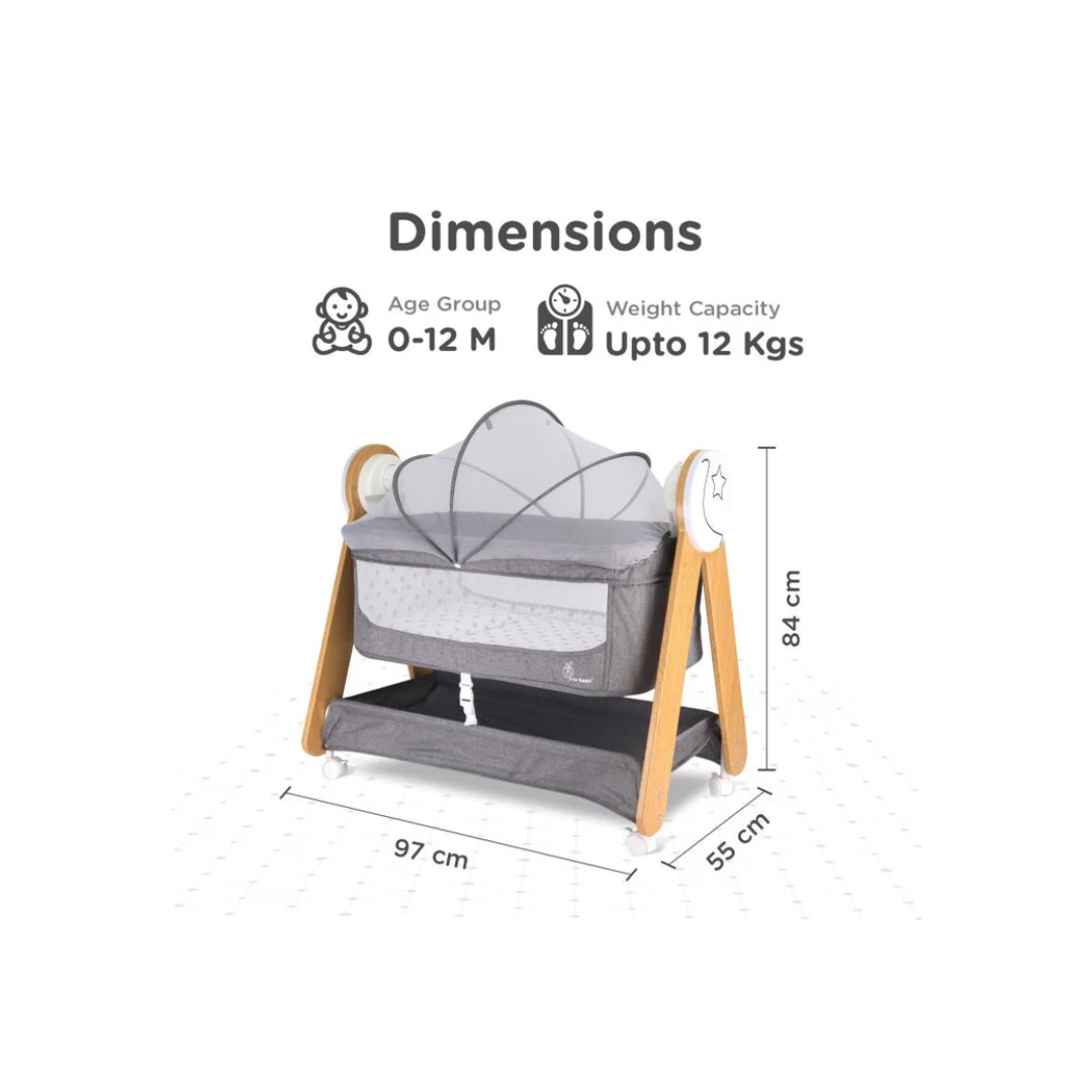 R for Rabbit Lullabies Woodsy Baby Cradle - Electric Cradle for Babies Grey