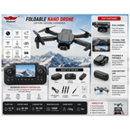 Skyhawk Foldable Nano Drone with Dual Camera, Optical Flow & Display Remote Controller