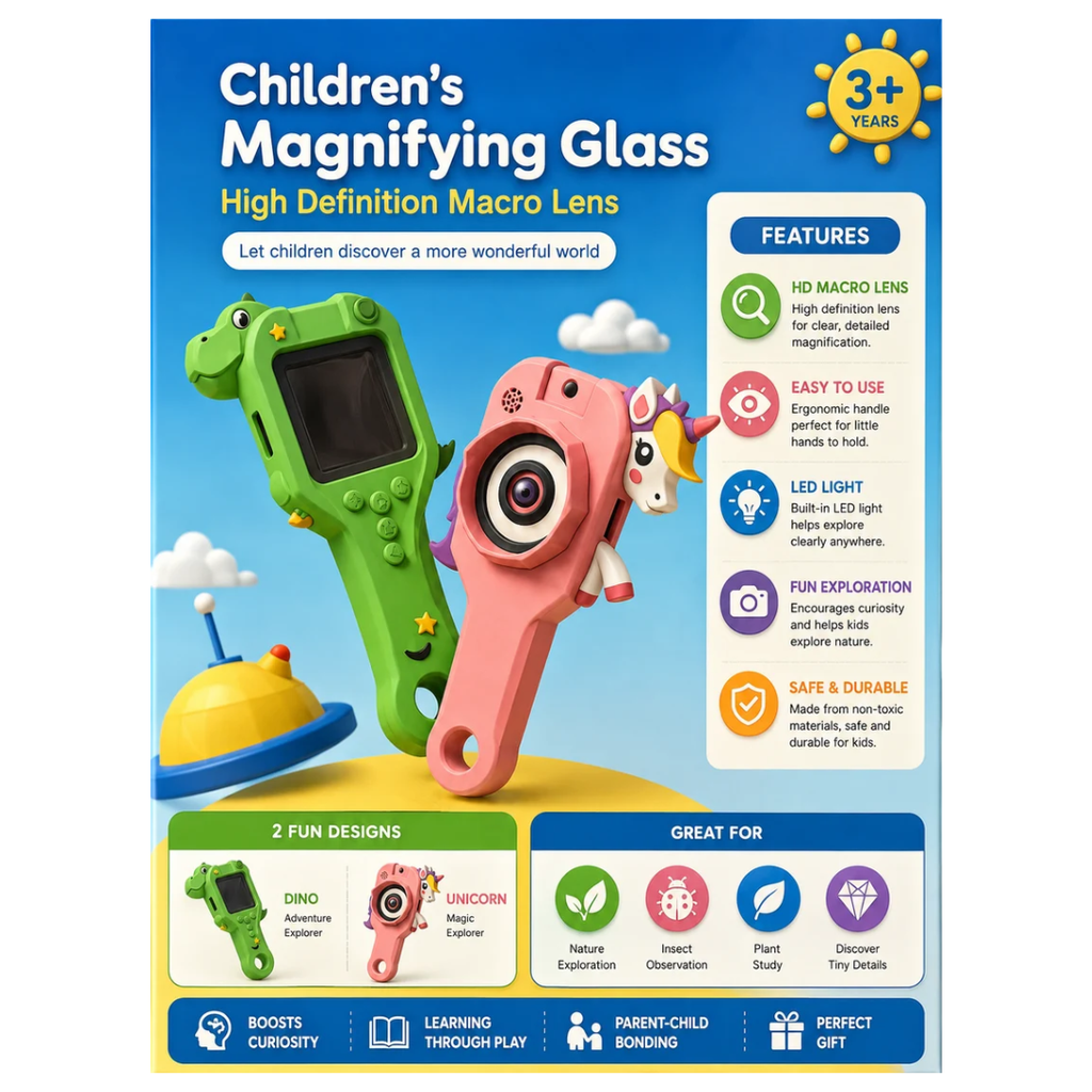 Kids High Definition Magnifying Glass with Macro Lens – Fun Educational Exploration Toy