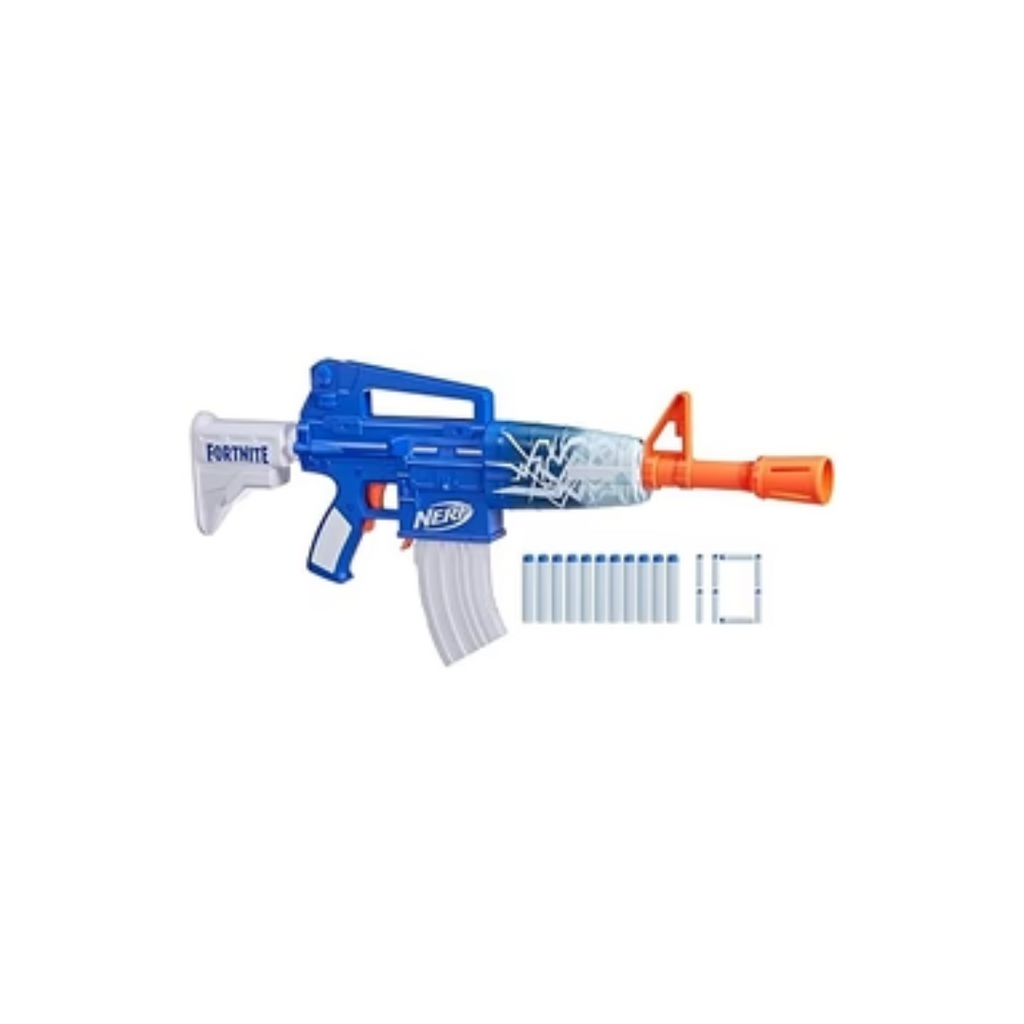 Hasbro Nerf Fortnite Blue Shock Blaster, 10-Dart Clip