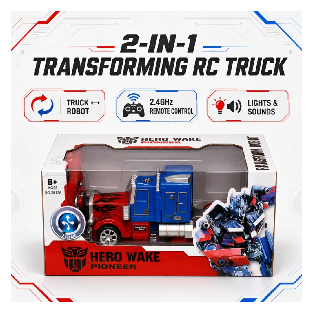 Hero Wake Pioneer 2-in-1 Transforming Remote Control Robot Truck with Lights & Sounds – 2.4GHz