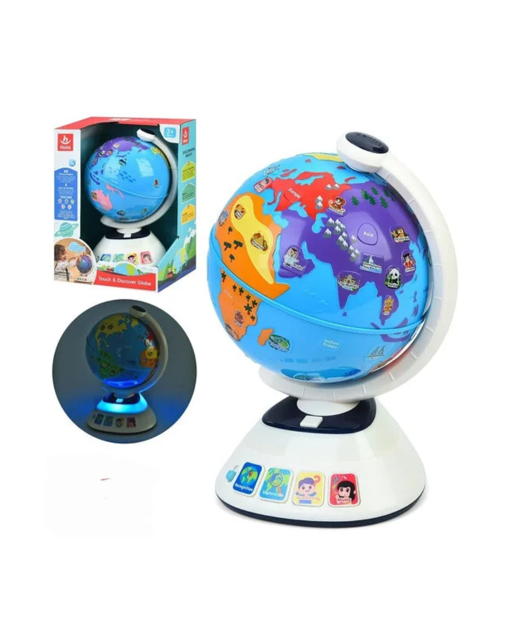 Hola Touch & Discover Globe Interactive Educational Talking Globe for Kids 48 Touch Points 4 Learning Modes Geography Learning Toy