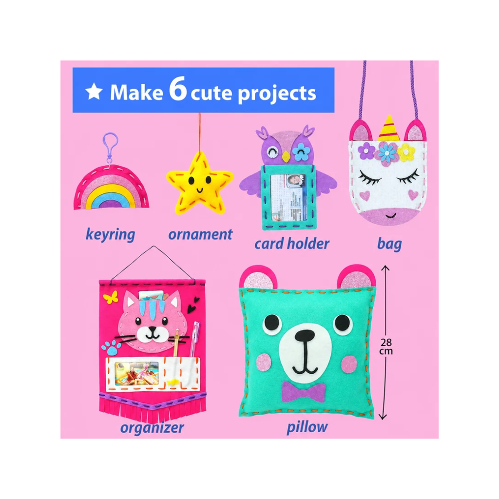 Ilearnngrow My First Sewing Kit for Beginner Kids DIY Projects of Stuffed Animal theme & Plush Pillow Craft