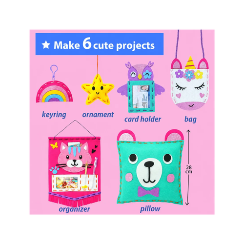 Ilearnngrow My First Sewing Kit for Beginner Kids DIY Projects of Stuffed Animal theme & Plush Pillow Craft