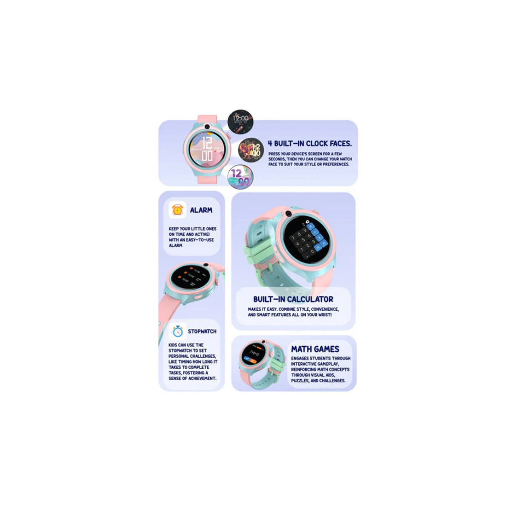 Spiky Cacus 4G Video Calling Smartwatch with GPS - Pink