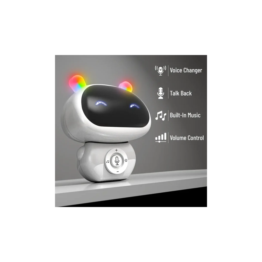 Mirana Mr. Robot Talk Back Toy for Kids - 3 Voice Changing Effects, Onboarded Music White