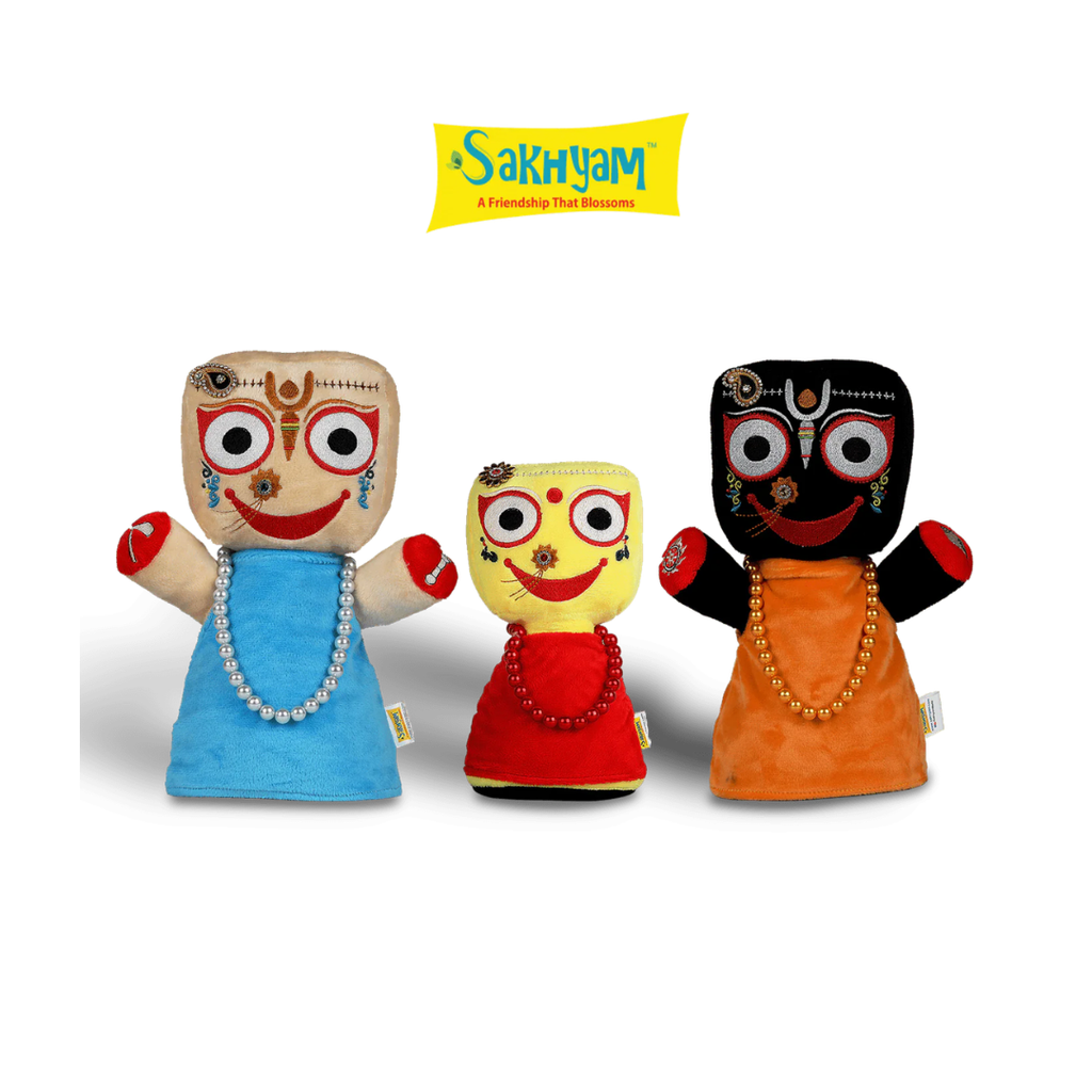 Sakhyam Siblings of Puri Dham Soft Dolls | Set of 3 Dolls (Jagannath Baladeva Subhadra)- Approx 10.5 Inches