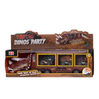 Dinosaur Transport Truck Toy with 3 Cars Dino’s Party Storage & Playset