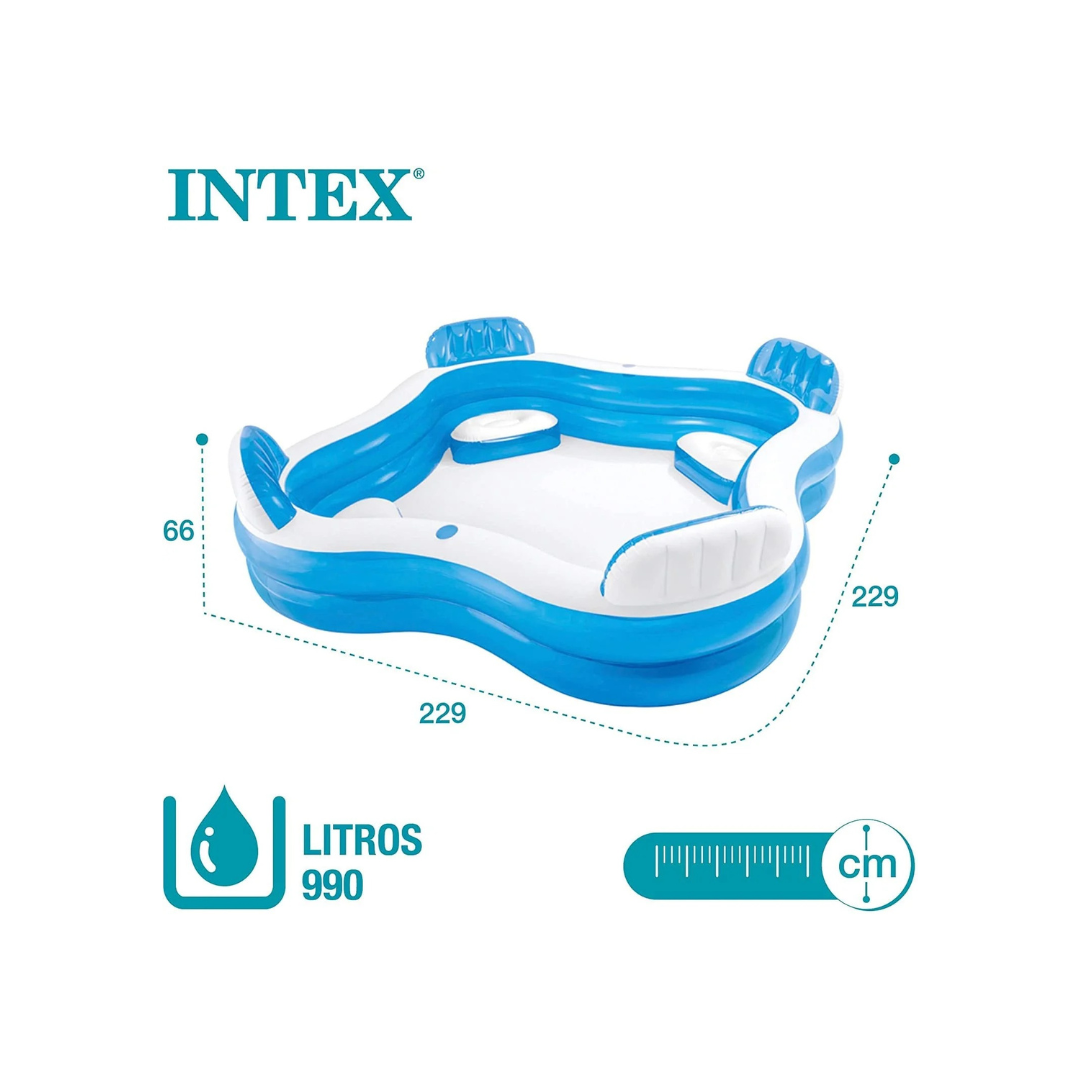 Intex 56475 Big Portable Swimming Pool Family With Pump Inflatable Swimming Pool (Multicolor)te water capacity: 42 gal (160L)