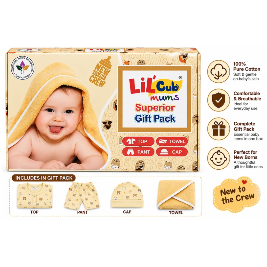Lil Cub Mums Love Cotton Newborn Baby Clothing & Care Gift Set with Cap – Unisex