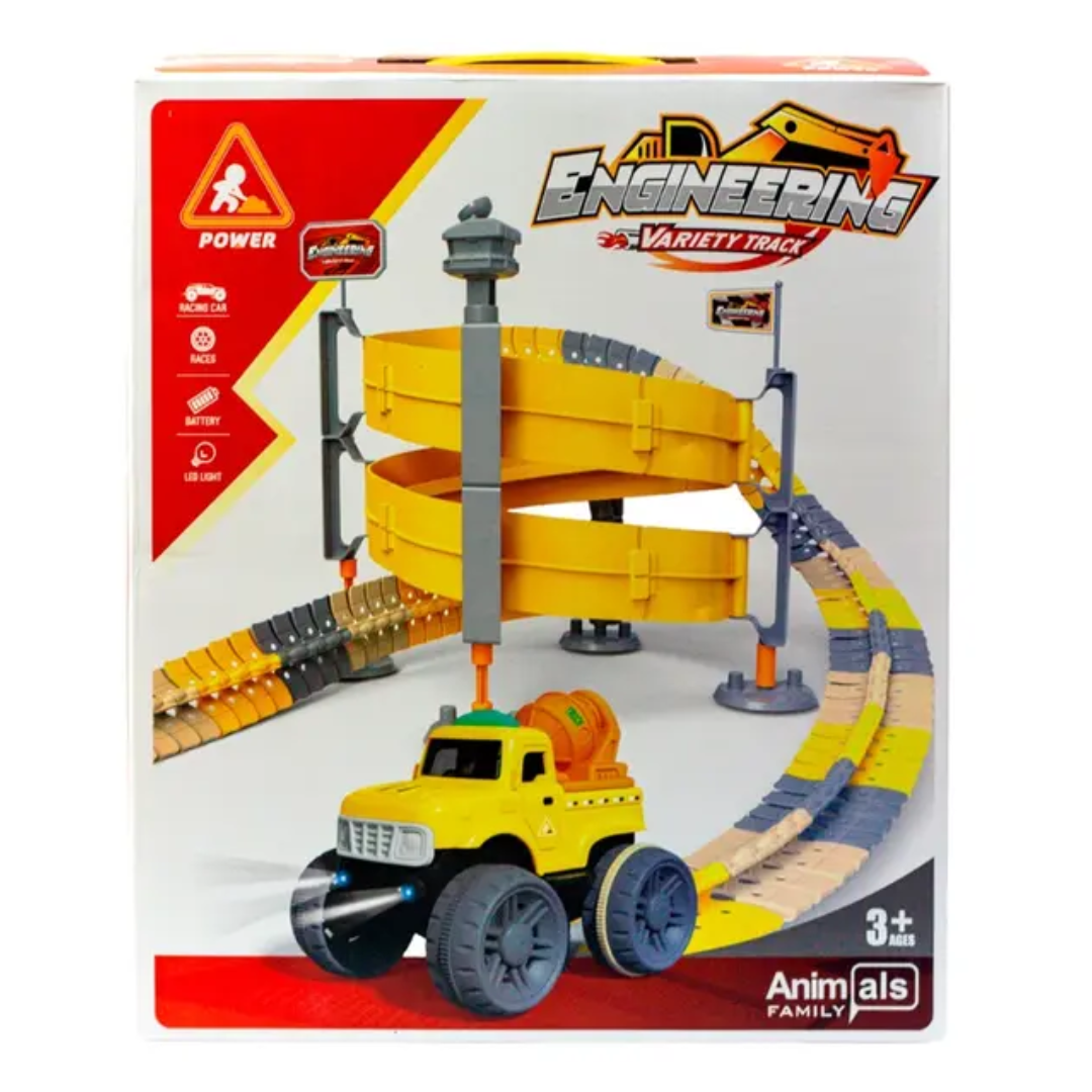 Engineering Variety Track Set – 138 Pcs Racing Car Track with LED Light 3+ Years
