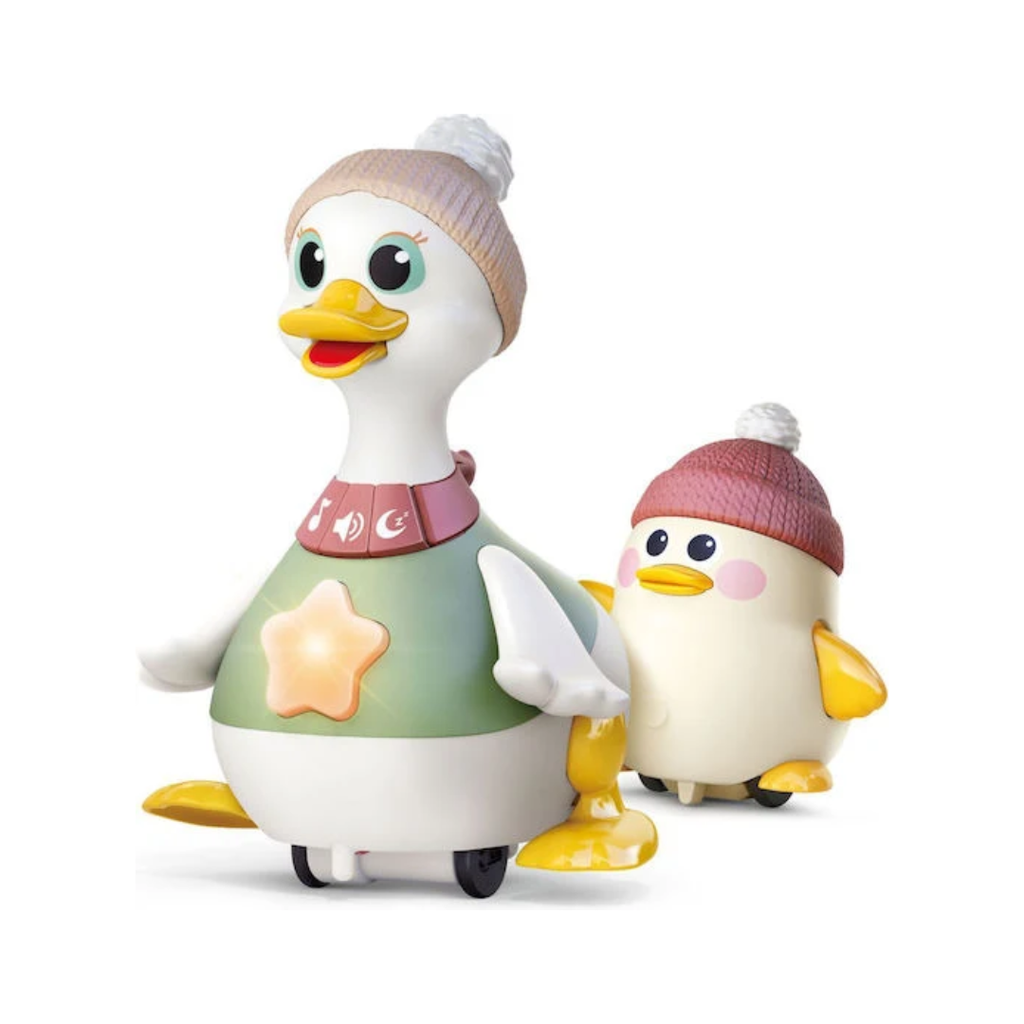 Hola Waddling Duck Family Interactive Mother & Baby Duck Toy Musical Walking Duck Set