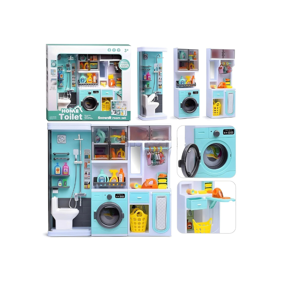 Lumo Bathroom Playset Home Toilet, Shower & Washing Machine with Light & Sound Pretend Play Set with Accessories