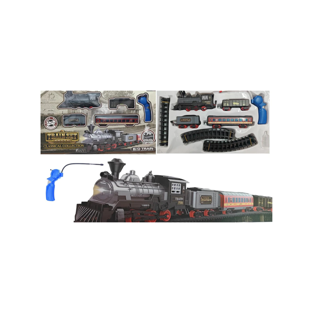 Classic Model Remote Control Train & Track Set Simulation Smoke Locomotive Engine
