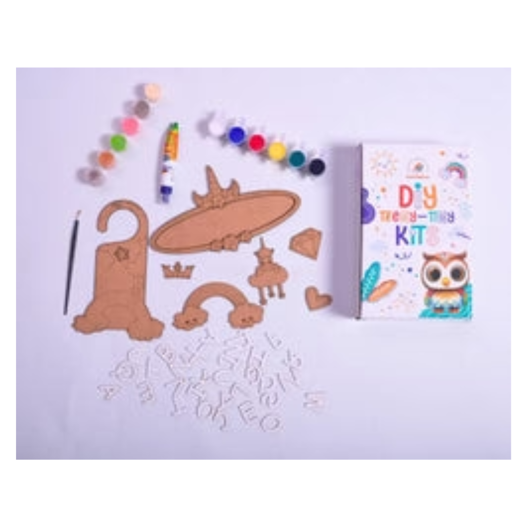 iLearnNGrow Teeny Tiny DIY Unicorn Name Plate Kit & Door Knob Craft Kit
