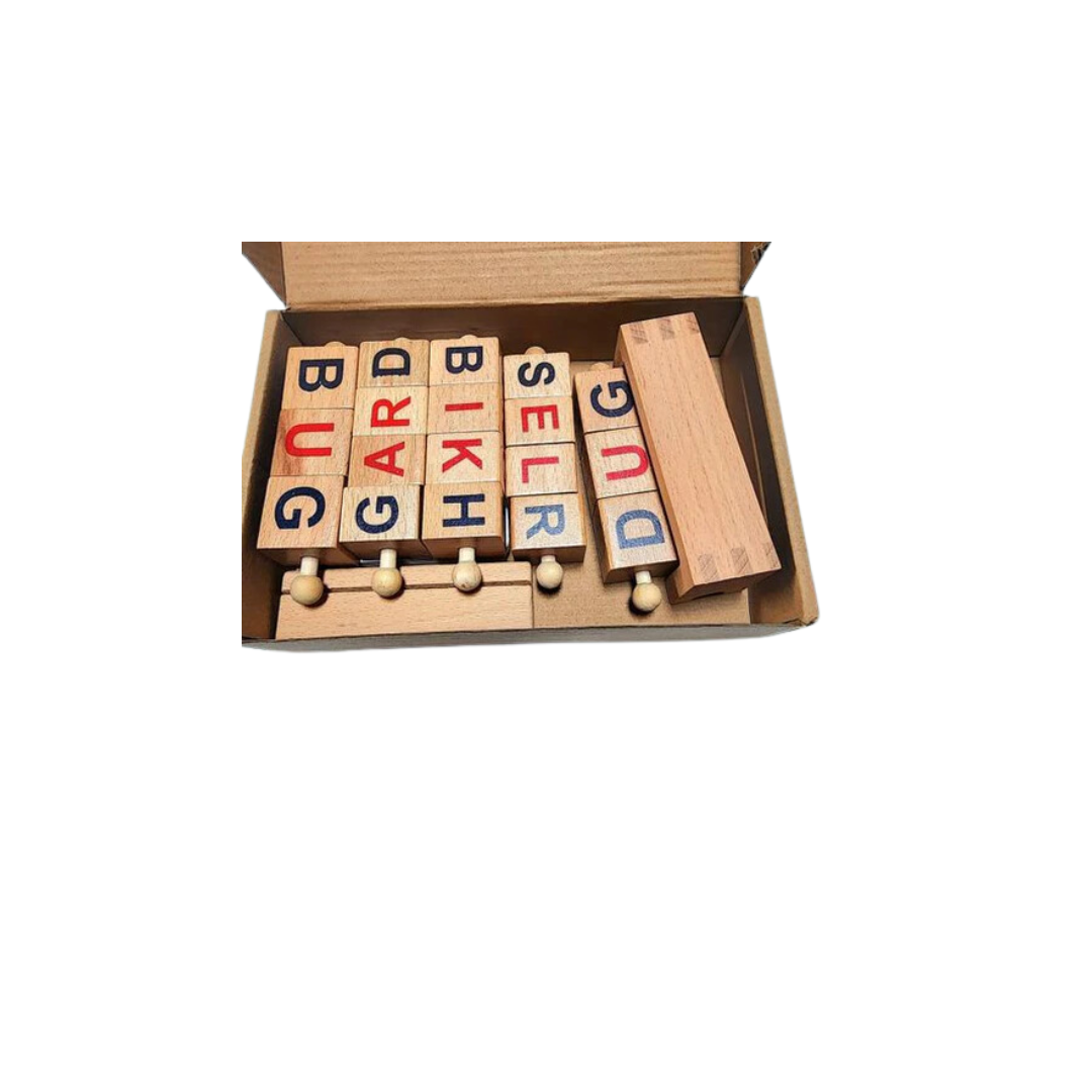 Rainbow Toys Spelling Game Montessori Wooden Blocks