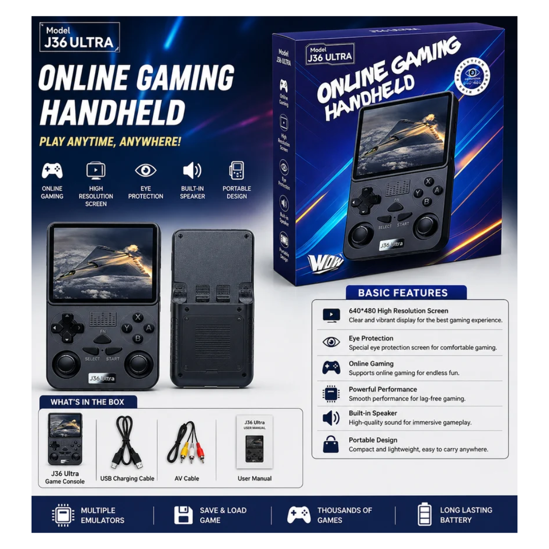 J36 Ultra Handheld Game Console with 640×480 High Resolution Screen
