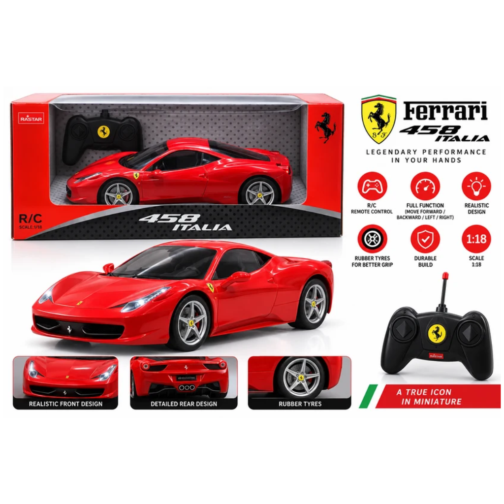 Rastar Ferrari 458 Italia 1:18 Scale Remote Control Car – Red