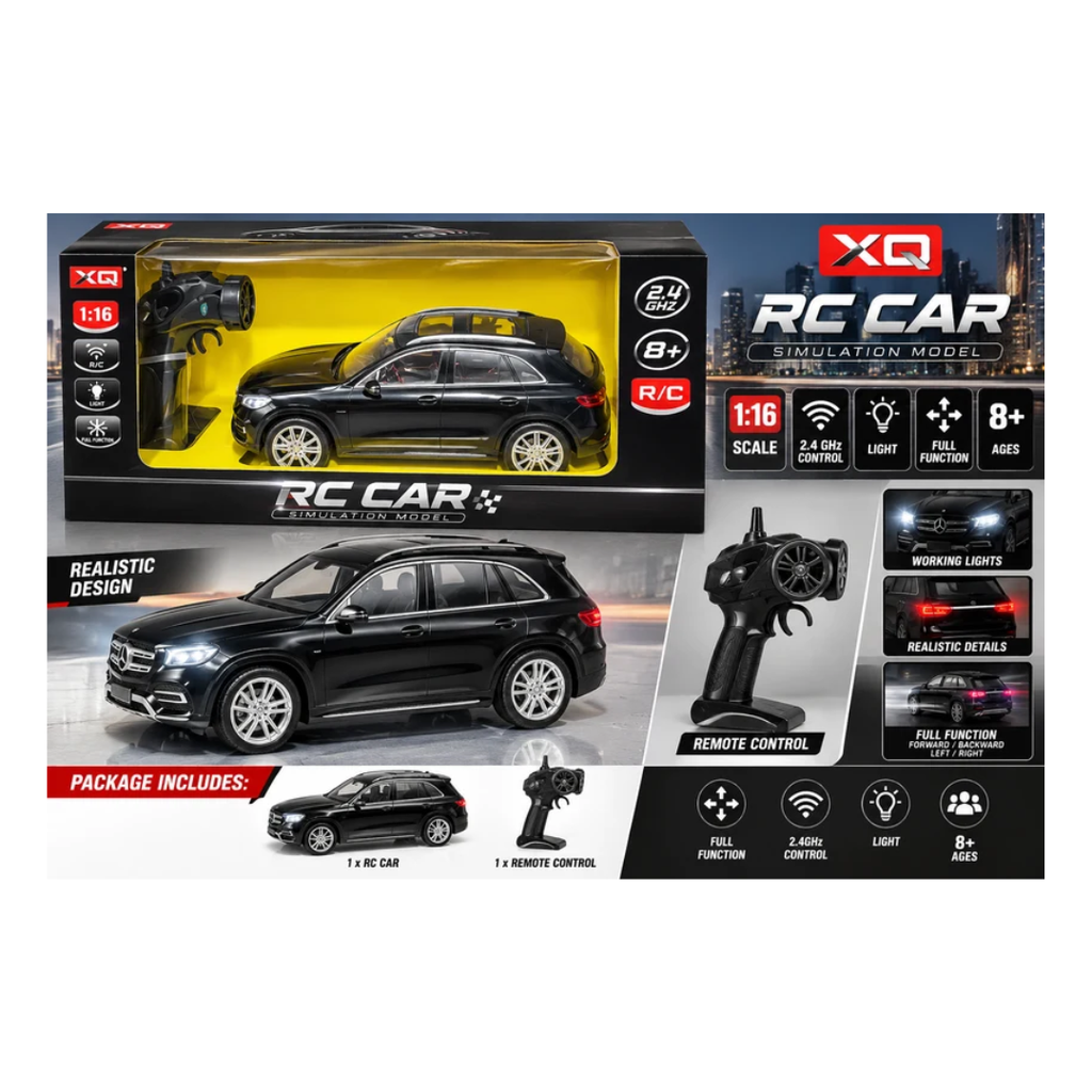 XQ 1:16 Scale 2.4GHz Full Function Remote Control SUV Car – Black 8Y+