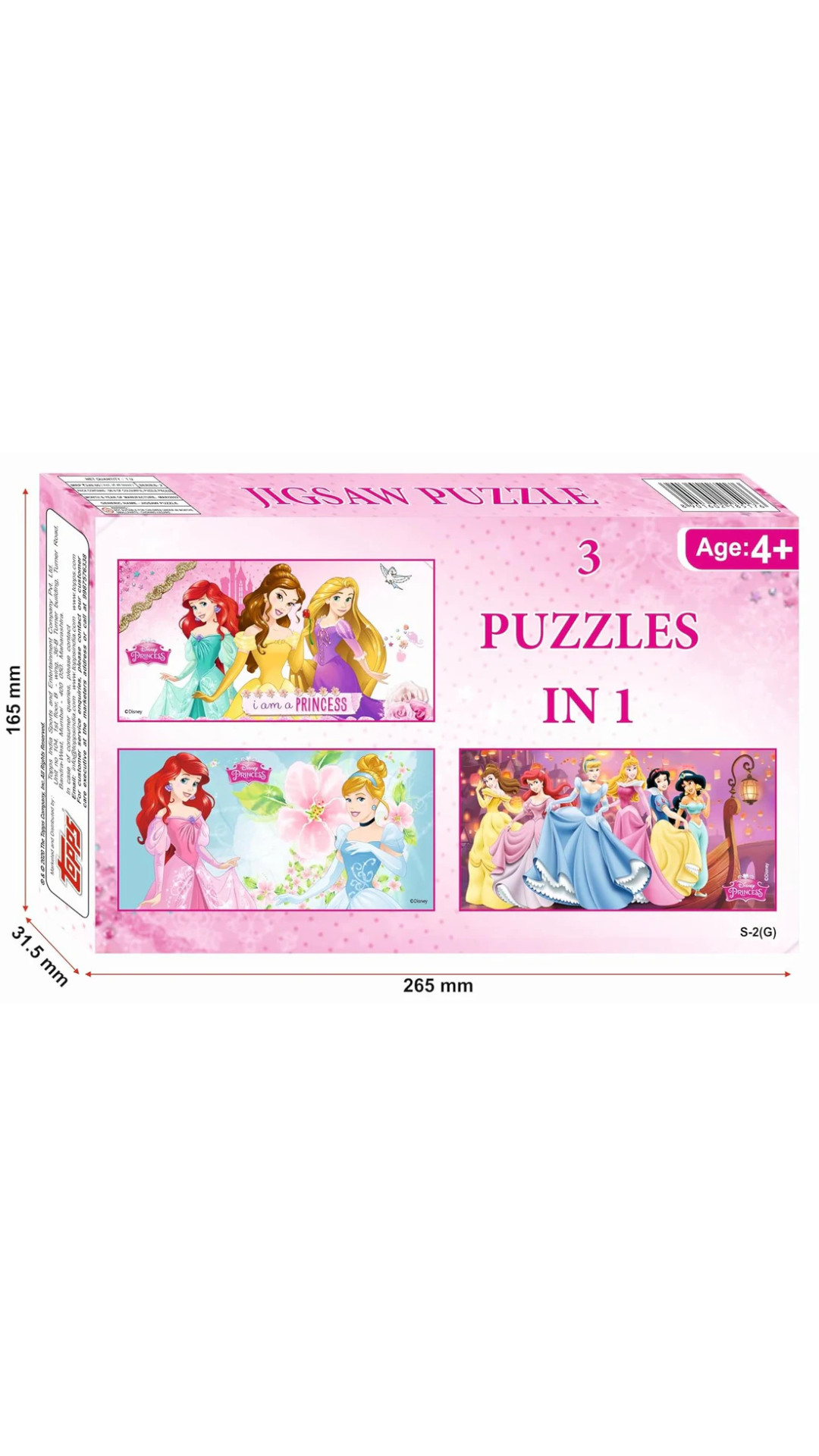 Topps 3in1 DISNEY PRINCESS JIGSAW PUZZLE Game (96 pieces in total)