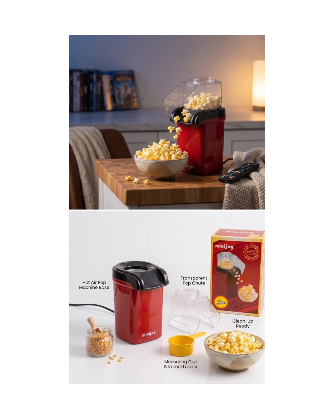 Minijoy Electric Hot Air Popcorn Maker Machine – Oil-Free