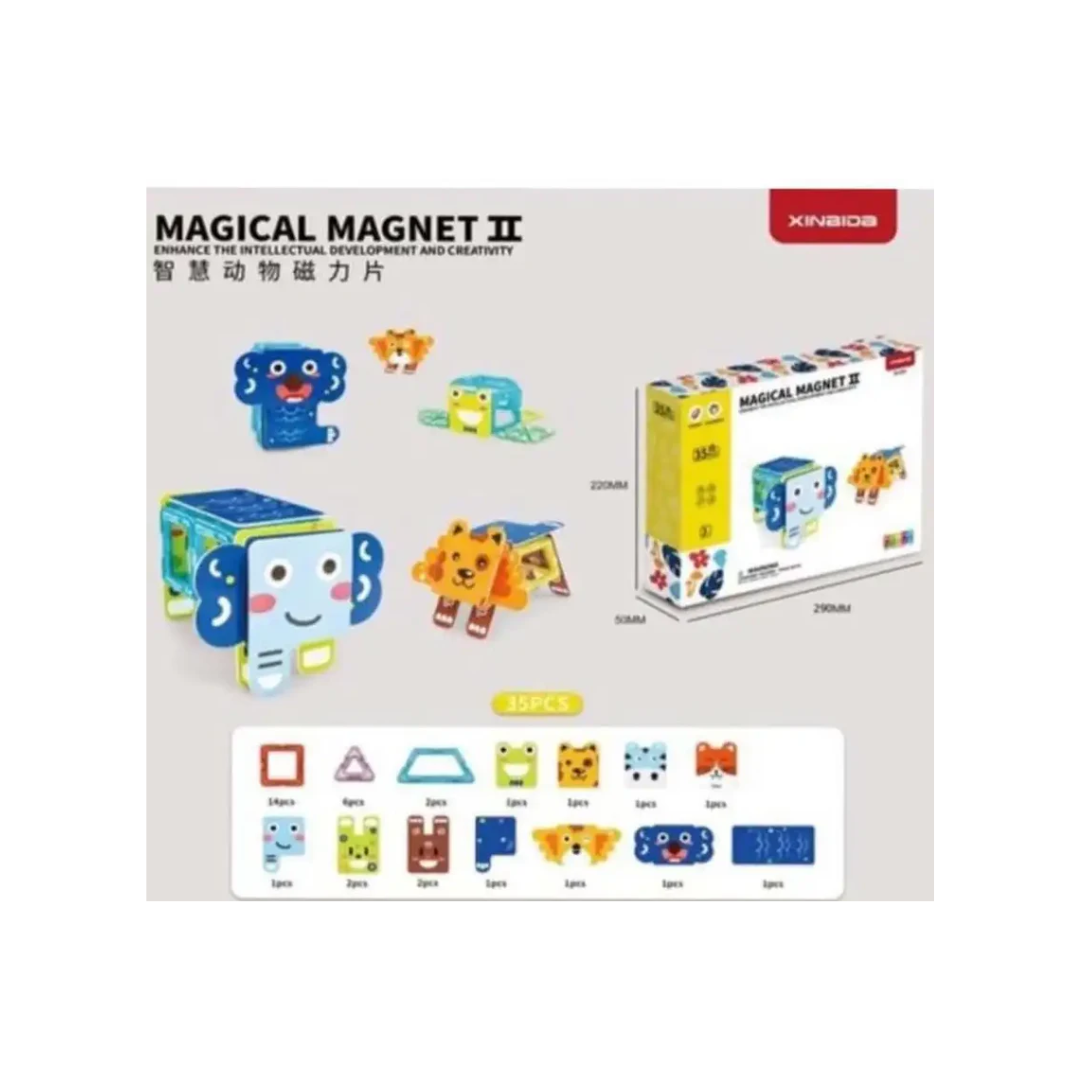 Magical Magnet II Colourful Building Block Set - 35 PCS Animal Shapes