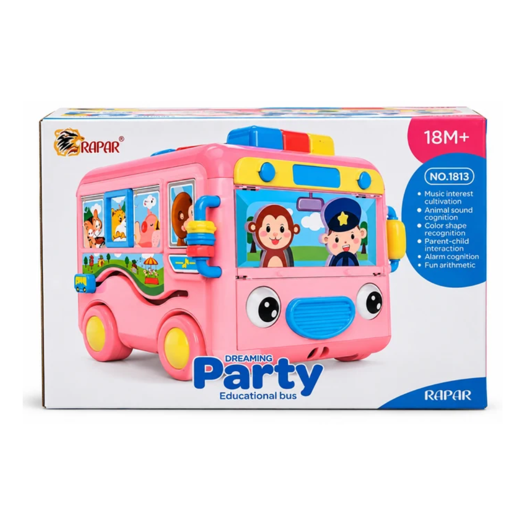 Baoli Dreaming Party Educational Bus Interactive Learning Toy – Pink 18M+