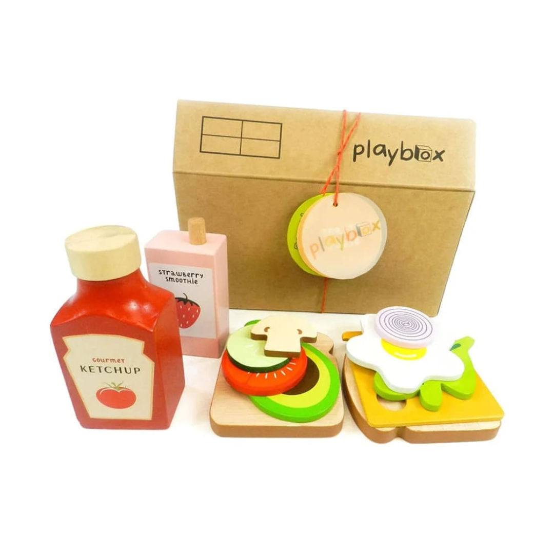 Playblox 'Toasty House' Wooden Breakfast Play Set - Pretend Play