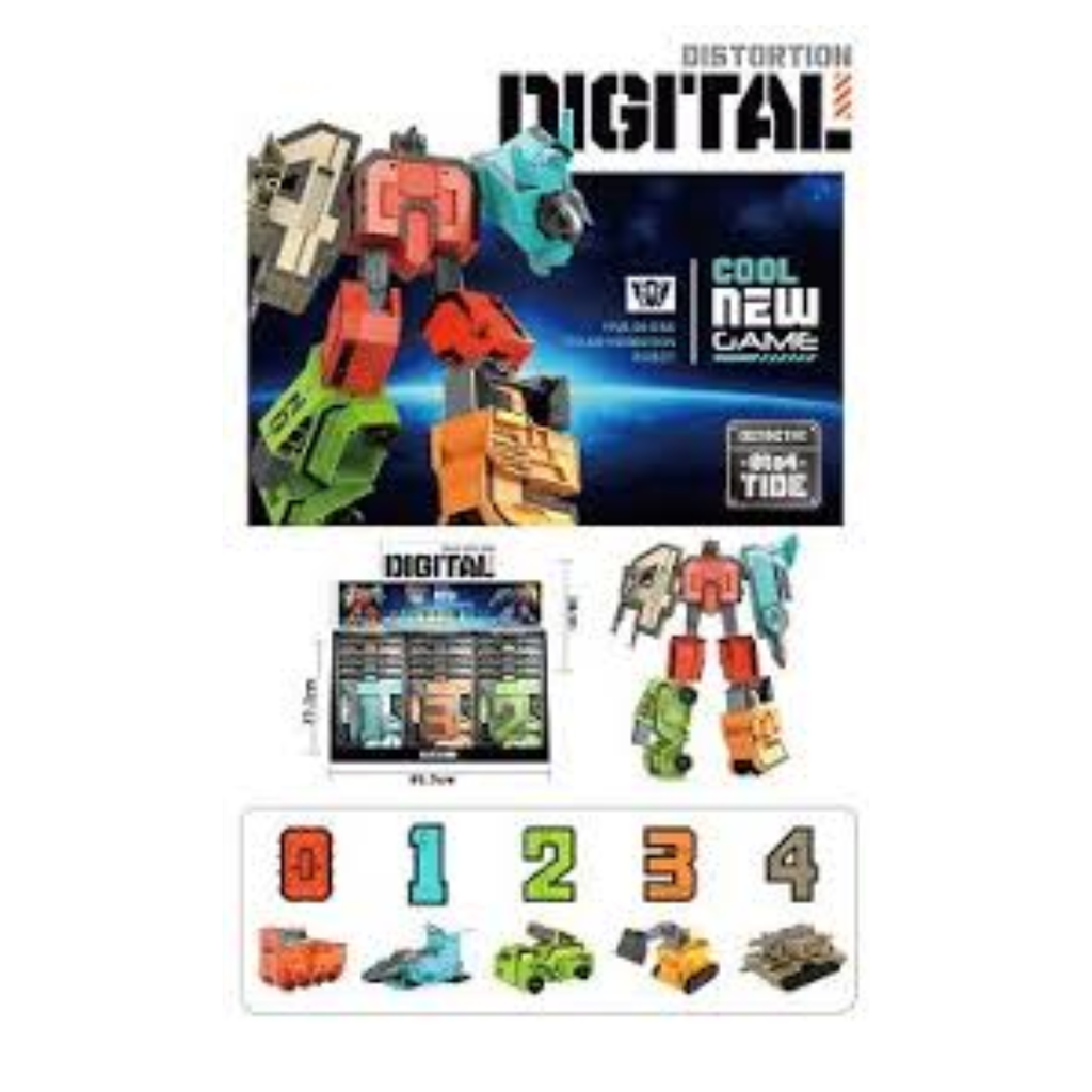 GOOEKE Distortion Digital Transforming Number Robot – 5-Piece Educational STEM Building Toy Set (Numbers 0-4) for Kids Ages 3+