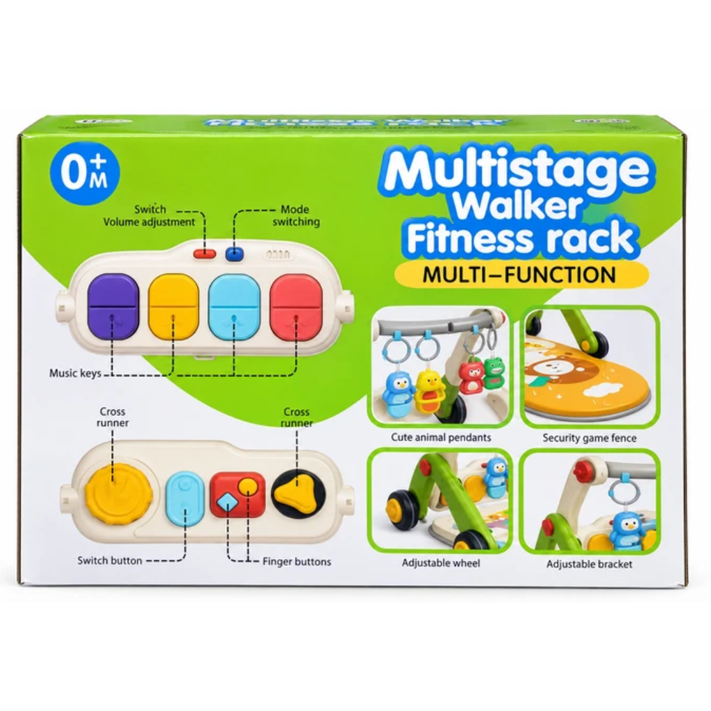 VivaKids 3-in-1 Multistage Baby Walker & Fitness Rack with Musical Activity Toys 0M+