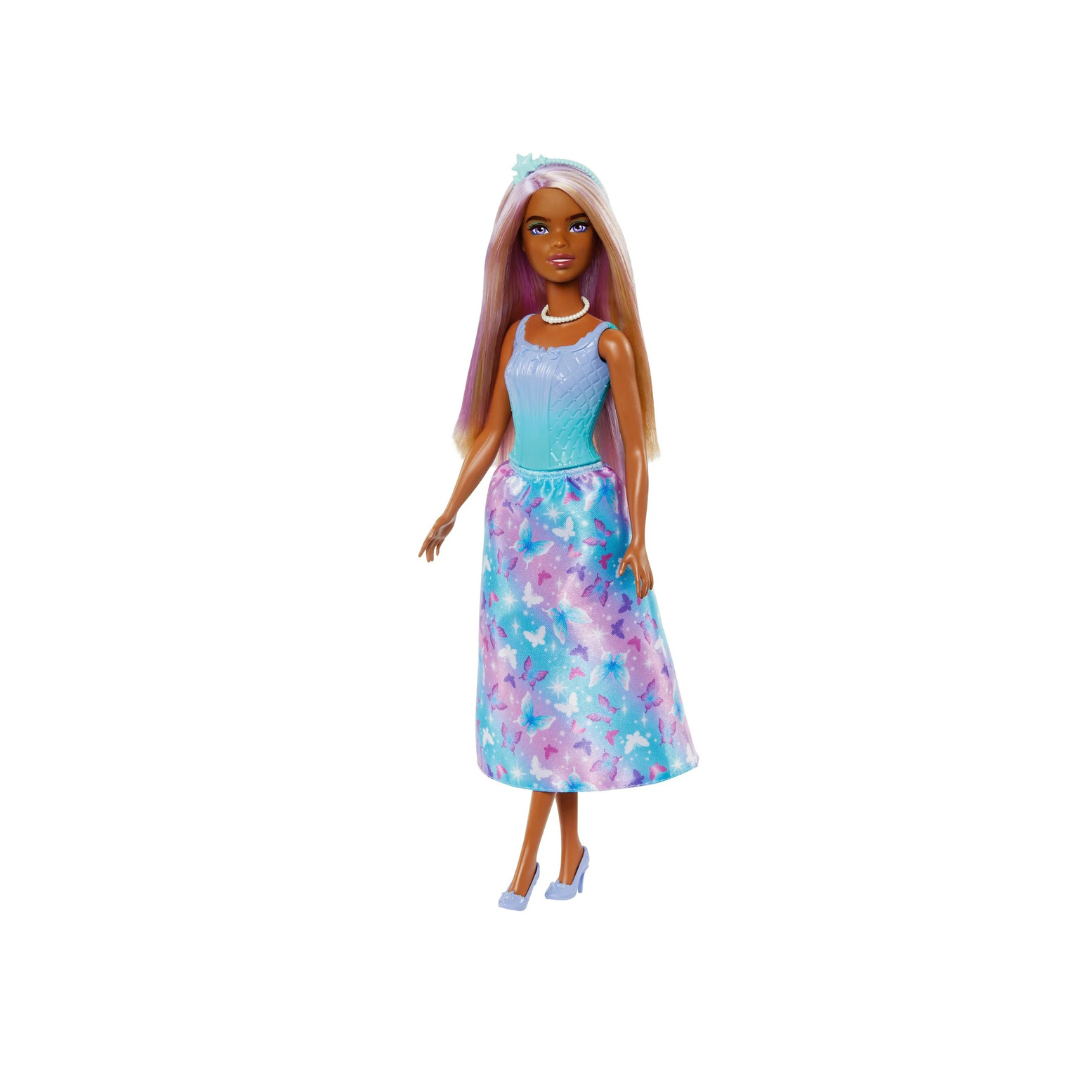 Mattel Barbie Royal Doll with Purple-Highlighted Fantasy Hair, Petite Body Type, Colorful Accessories