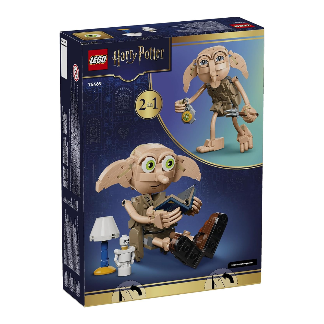 LEGO Harry Potter Dobby the Free Elf 2-in-1 Building Set 76469, 379 Pieces, Posable Dobby & Kreacher Figures – 8+ Years