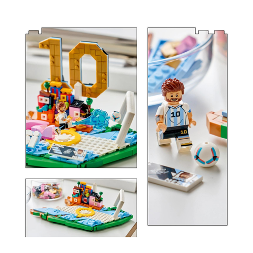 LEGO Editions Lionel Messi Football Highlights Building Set 43011, 500 Pieces, Collectible Football Display Model with Messi Minifigure – 10+ Years