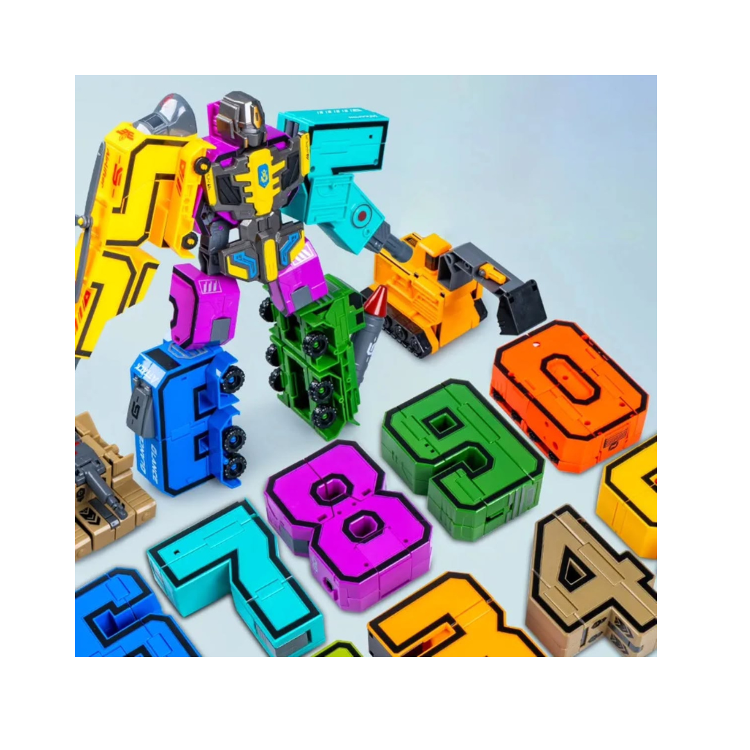 Gooeke Distortion  Number Puzzle Board with Transforming Robot