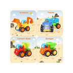 Hola Builder 4-WD Construction Truck 4 Pack Mini Construction Vehicle Toy Set for Kids