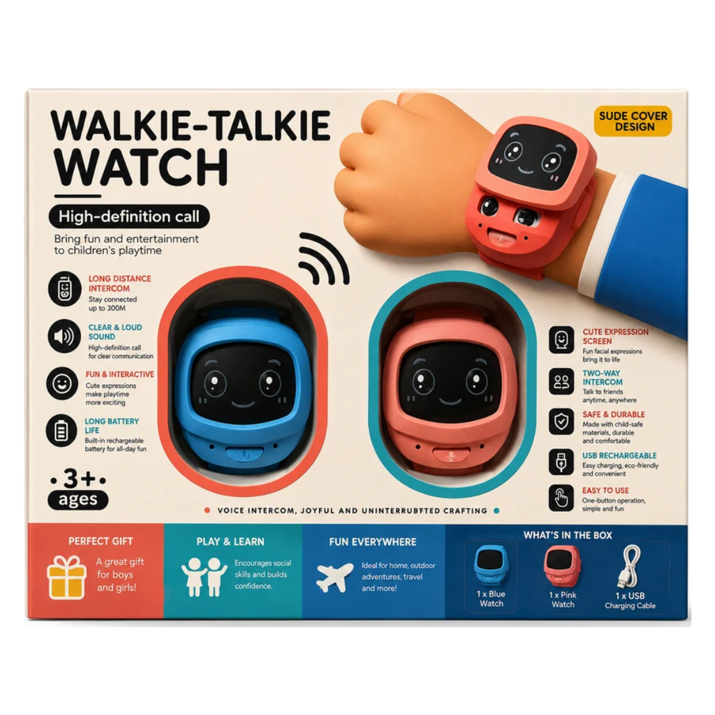 Kids Walkie-Talkie Watch Set – High Definition Voice Intercom Wrist Watches, 3+ Years