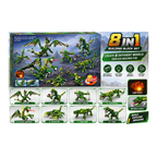 JiSi Bricks Architect 8-in-1 Green Dragon Building Blocks Set with Light Brick – 598+ PCS 6Y+
