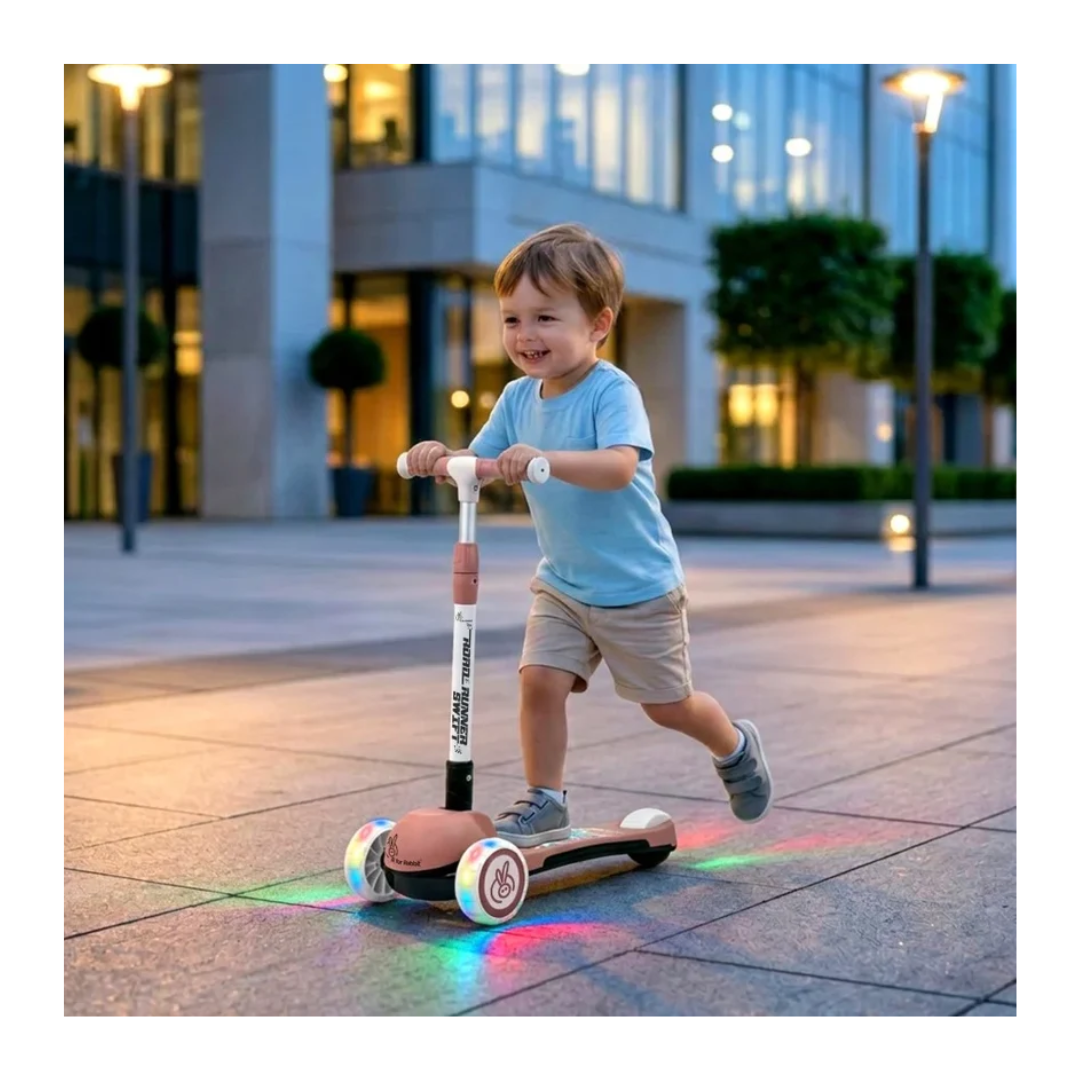R for Rabbit Road Runner Swift Kids Kick Scooter with LED Wheels Dusty Rose – 3+ Years