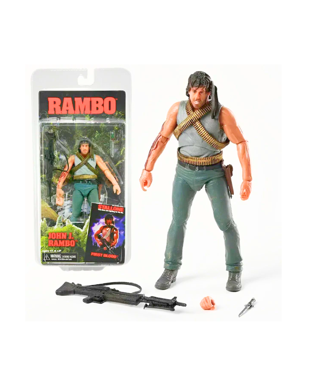 John J. Rambo First Blood Action Figure Collectible Premium Poseable Figure with Accessories