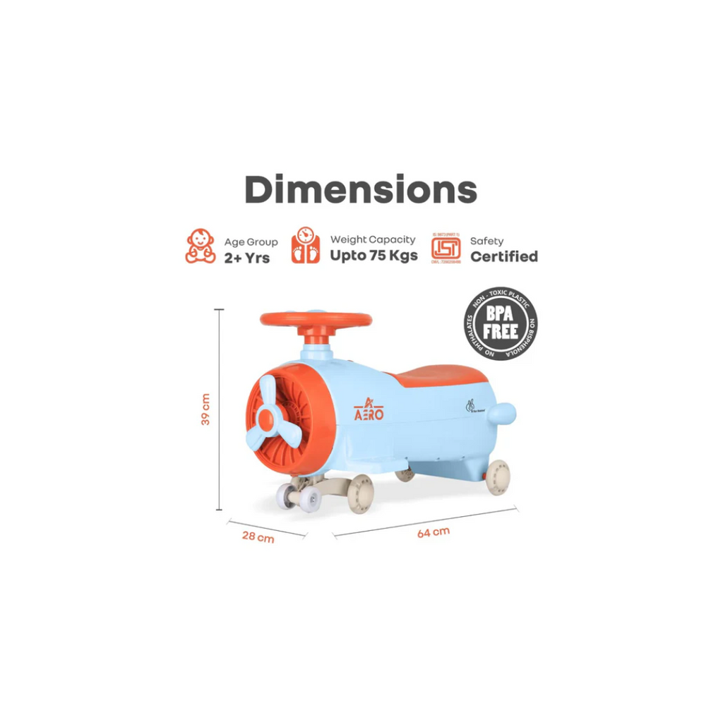 R for Rabbit Iya Iya Aero Swing Car for kids 2 in 1 Ride On With ABEC 7 Bearing