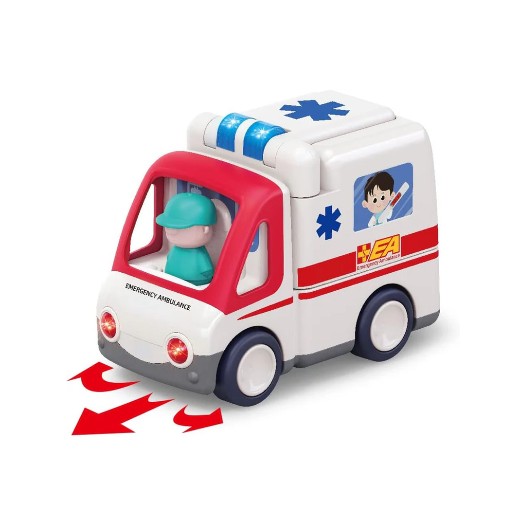 Hola Toy Ambulance with Lights & Sounds, Bump-and-Go Feature